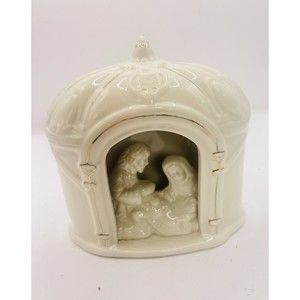 Porcelain White Nativity Scene Joseph Mary Jesus Christmas Decor